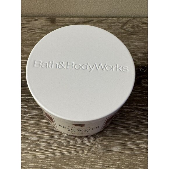 Bath & Body Works White Barn Rose Water Meringue Scented Candle 3 Wick CS9 - Picture 2 of 3